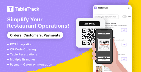 TableTrack restaurant management SaaS PHP script dashboard interface