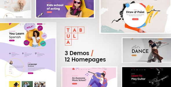 Tabula education WordPress theme homepage demo layout for schools and teaching businesses