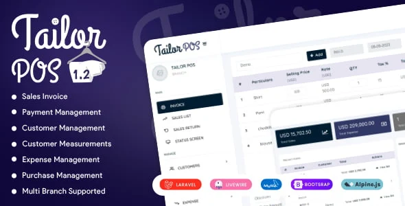 TailorPos tailoring POS and order management system interface