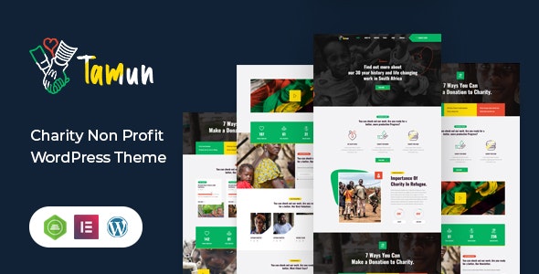 Tamun fundraising WordPress theme preview for nonprofit and charity websites