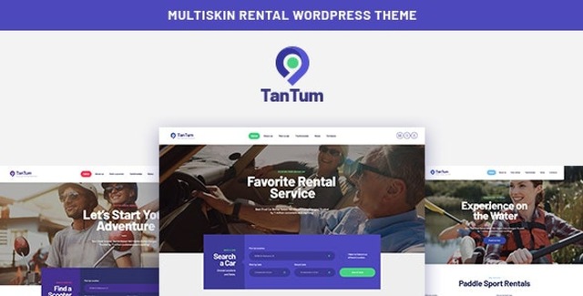 TanTum rental services WordPress theme for cars, scooters, bikes, and boats