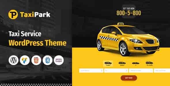 TaxiPark taxi service WordPress theme homepage design preview
