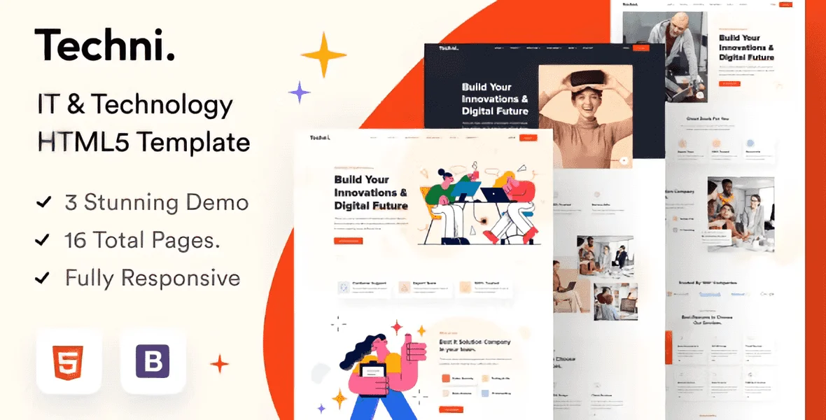 Techni IT technology HTML5 template homepage design preview