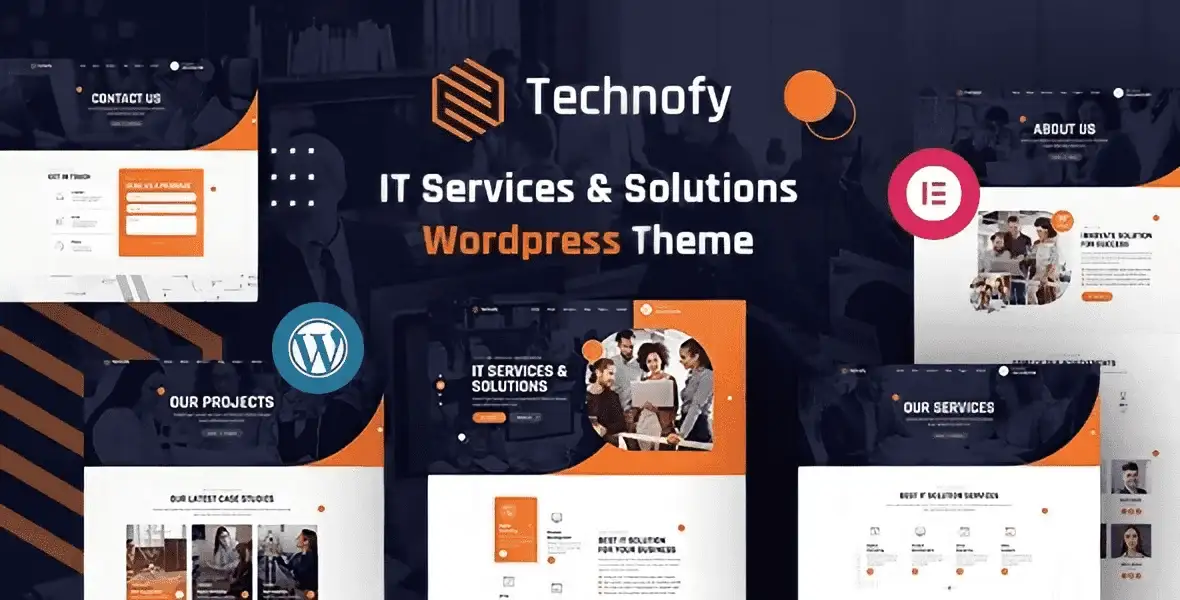 Technofy IT Services WordPress Theme homepage preview with Elementor layout