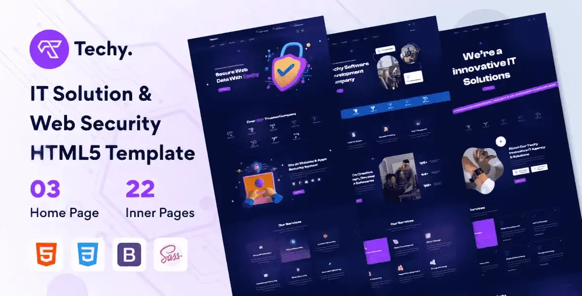 Techy IT solution and web security HTML5 template homepage design preview