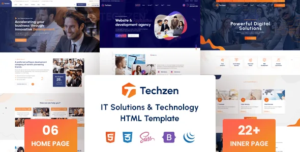 Techzen IT Solutions HTML Template - Modern technology website design with multiple homepage demos
