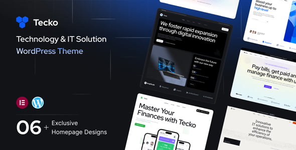 Tecko technology and IT solution WordPress theme preview with modern responsive website design