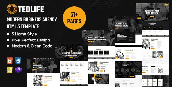 Tedlife business consulting HTML5 template homepage layout preview