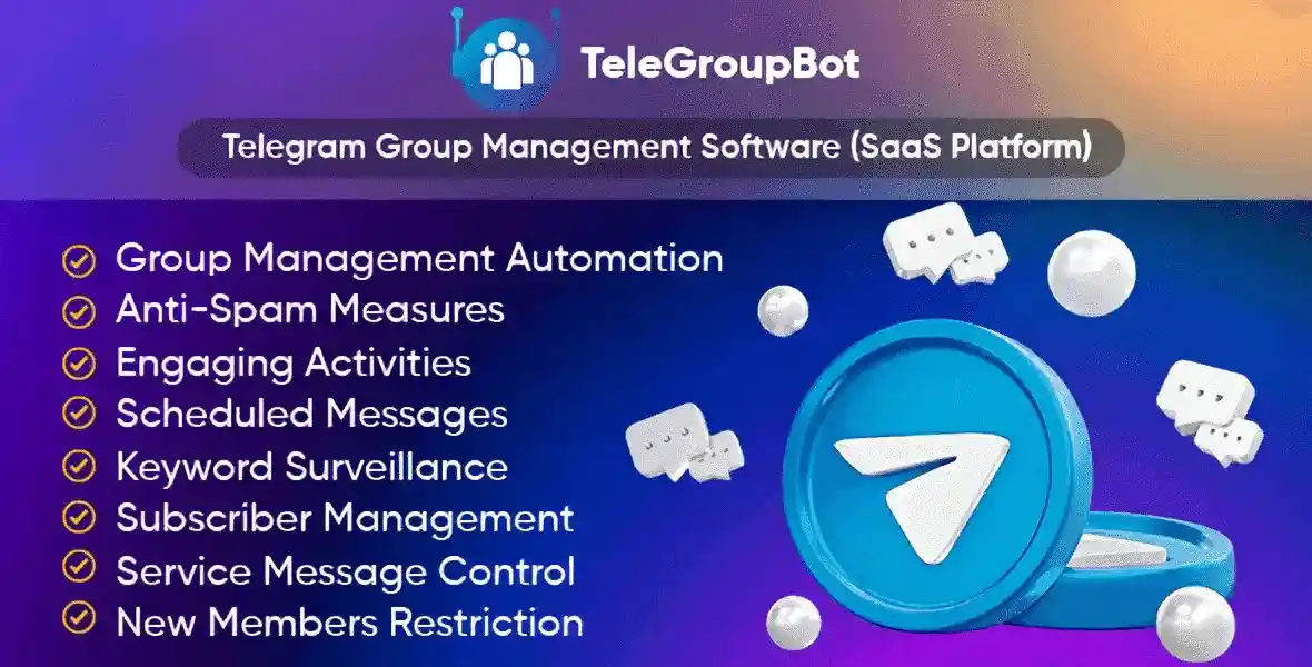TeleGroupBot Telegram group management bot script interface