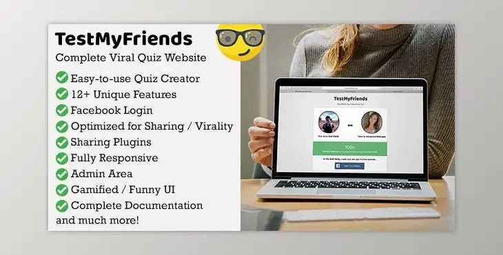 TestMyFriends viral quiz PHP script dashboard for creating and managing online quizzes