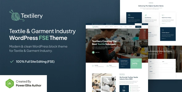 Textilery WordPress theme showcase for textile and garment manufacturing companies