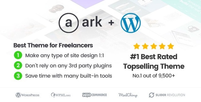 The Ark freelancer WordPress theme showing a professional multi-purpose website layout