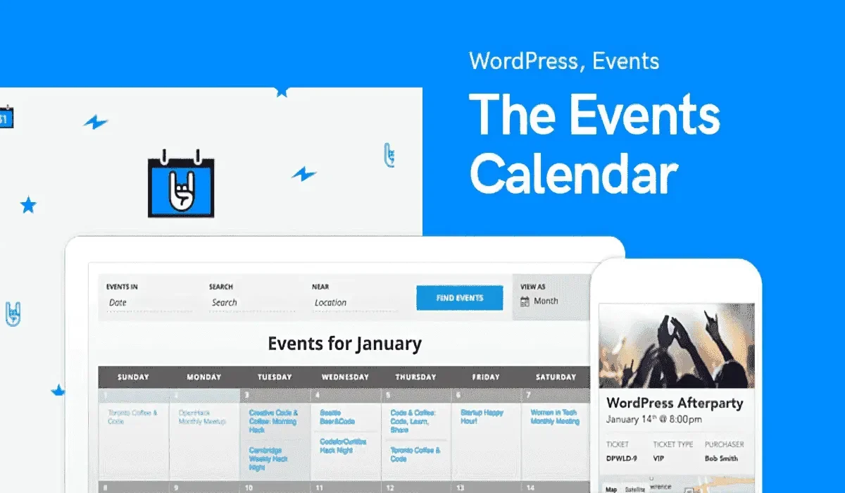The Events Calendar PRO WordPress plugin displaying a recurring event schedule with venue and map integration