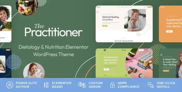The Practitioner medical WordPress theme homepage preview for doctors and clinics