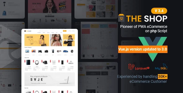 The Shop PWA eCommerce CMS PHP script dashboard interface