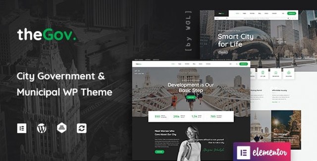 TheGov government and municipal WordPress theme homepage layout
