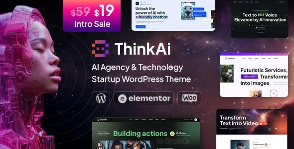Think AI WordPress theme showcasing a modern AI startup website layout