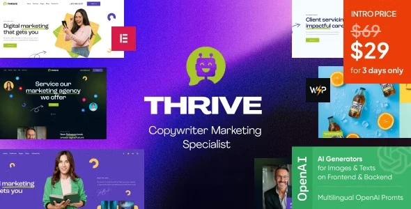 Thrive marketing WordPress theme homepage design preview