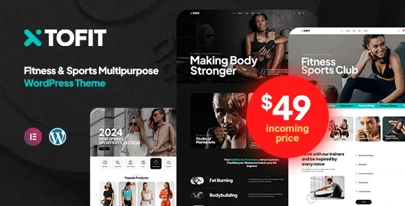 Tofit fitness WordPress theme homepage preview for gyms and yoga studios