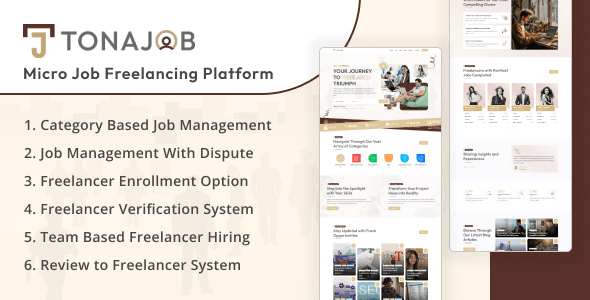TonaJob microjob freelancing platform dashboard showing buyer and freelancer interface