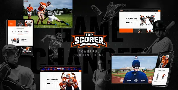 TopScorer sports WordPress theme with SportsPress integration and Elementor compatibility