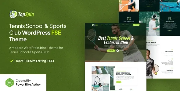 TopSpin WordPress theme preview for tennis schools and sports clubs