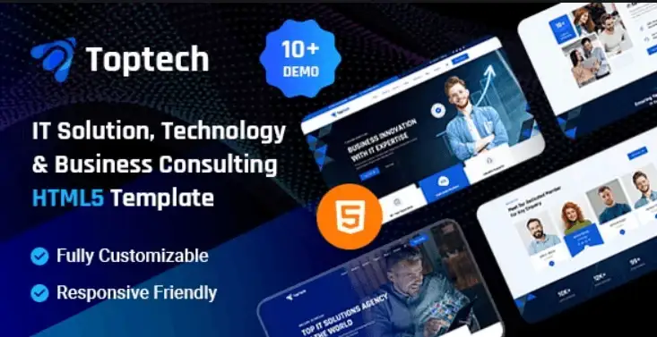 Toptech IT services HTML5 template homepage design preview