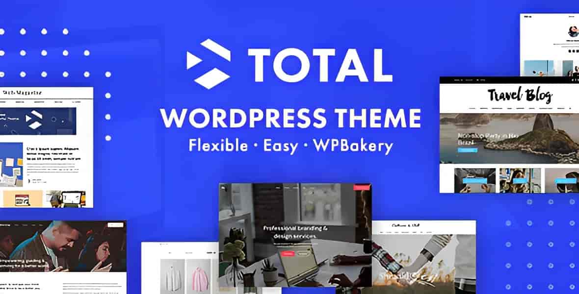 Total multi-purpose WordPress theme dashboard with WPBakery page builder and live customizer preview