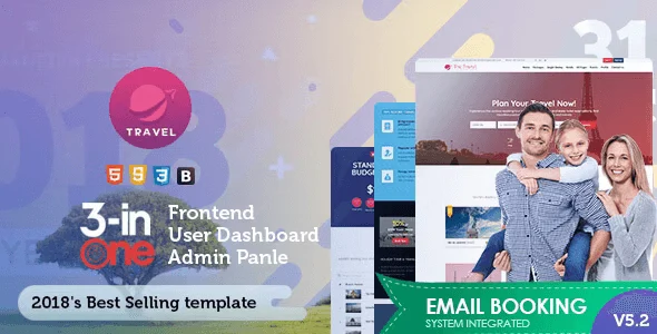 Travel booking HTML template with 24 Bootstrap pages for tour and travel websites