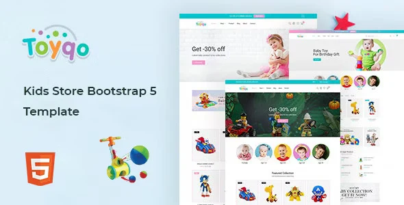 Toyqo kids store Bootstrap 5 HTML template homepage preview