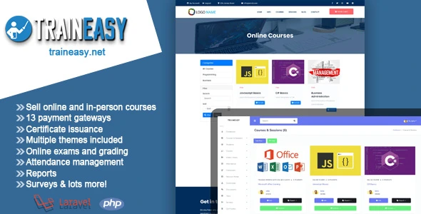 TrainEasy LMS PHP script for online and in-person training management