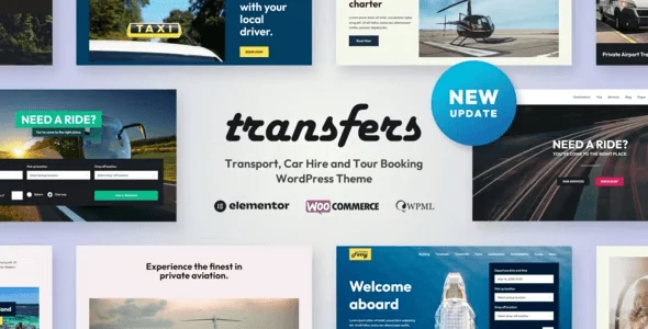 Transfers WordPress theme for transport and car hire booking with fleet management