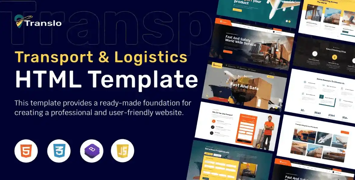Translo transport and logistics HTML5 template homepage layout