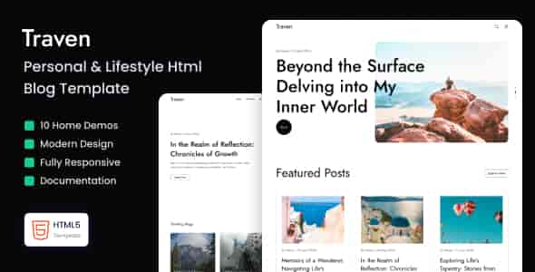 Traven personal lifestyle blog HTML template with multiple demo layouts