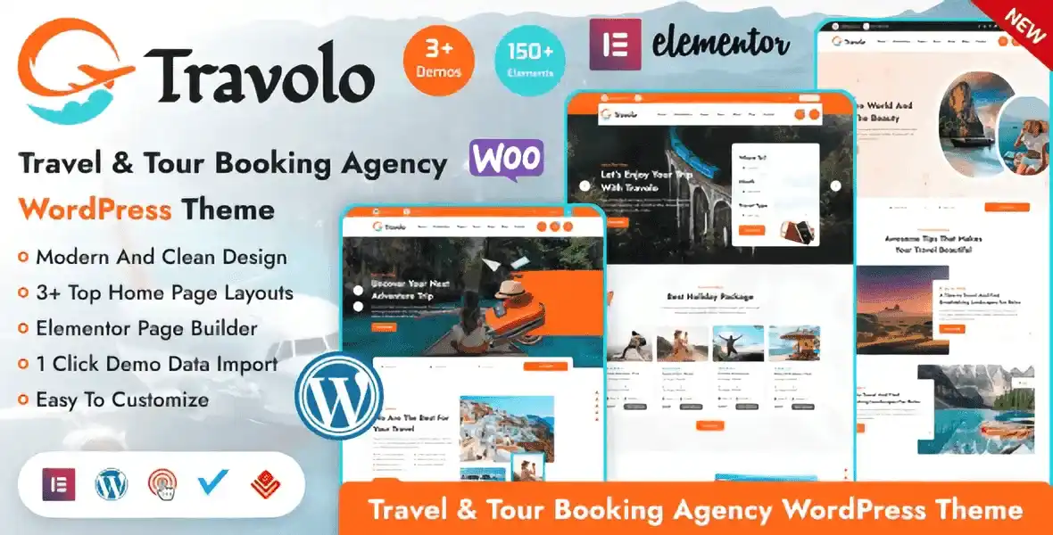 Travolo travel agency and tour booking HTML template with modern flat design
