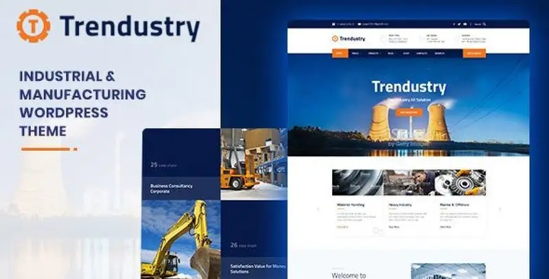 Trendustry industrial WordPress theme demo showcasing professional corporate website layout for manufacturing businesses