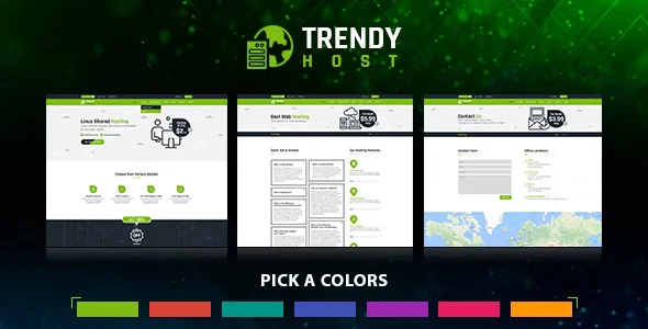 Trendy Host responsive HTML5 hosting website template homepage preview