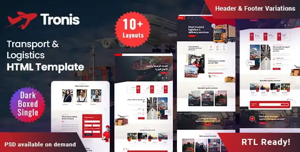 Tronis transportation and logistics HTML template preview