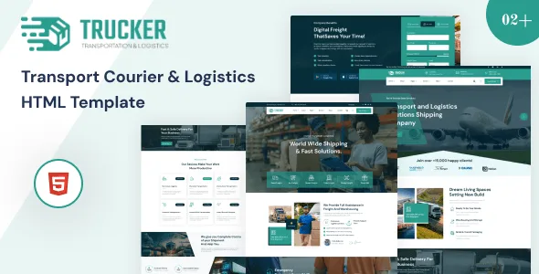 Trucker HTML template preview for transport and logistics businesses