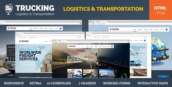 Trucking transportation and logistics HTML template homepage preview