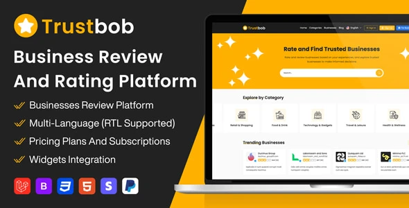 Trustbob PHP script for building a business review and rating platform