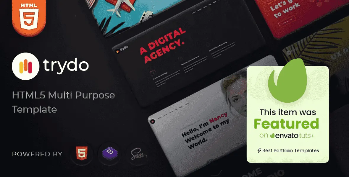 Trydo agency and portfolio HTML5 Bootstrap 5 template homepage preview