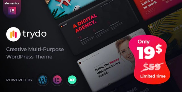 Trydo creative agency and portfolio WordPress theme demo preview