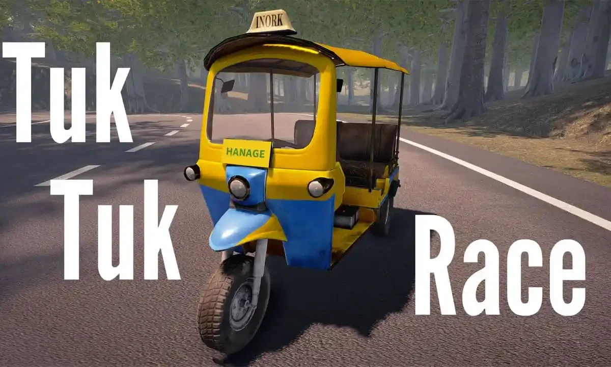 Tuk Tuk Race Windows PC racing game featuring a three-wheeled tuk-tuk driving through scenic landscapes