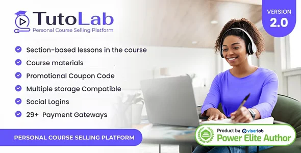 TutoLab personal course selling platform PHP script interface