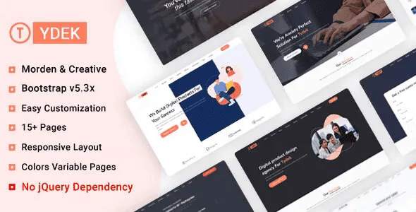 Tydek creative agency landing page template HTML5 preview