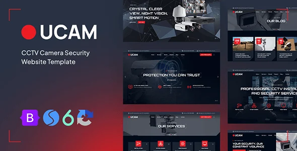Ucam CCTV website template showcasing professional security business design