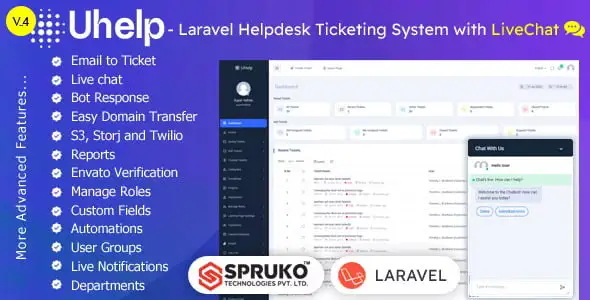 UHelp PHP helpdesk ticketing system dashboard for customer support management