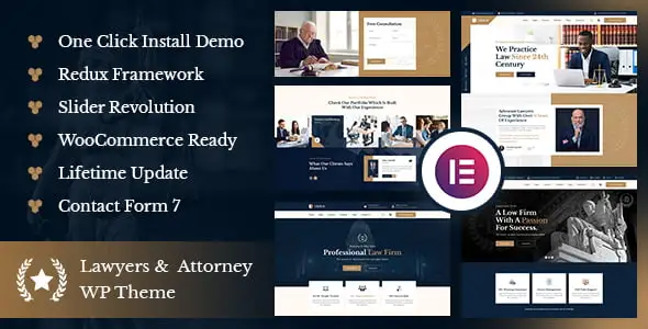 Ukilo law and lawyer WordPress theme with Elementor page builder