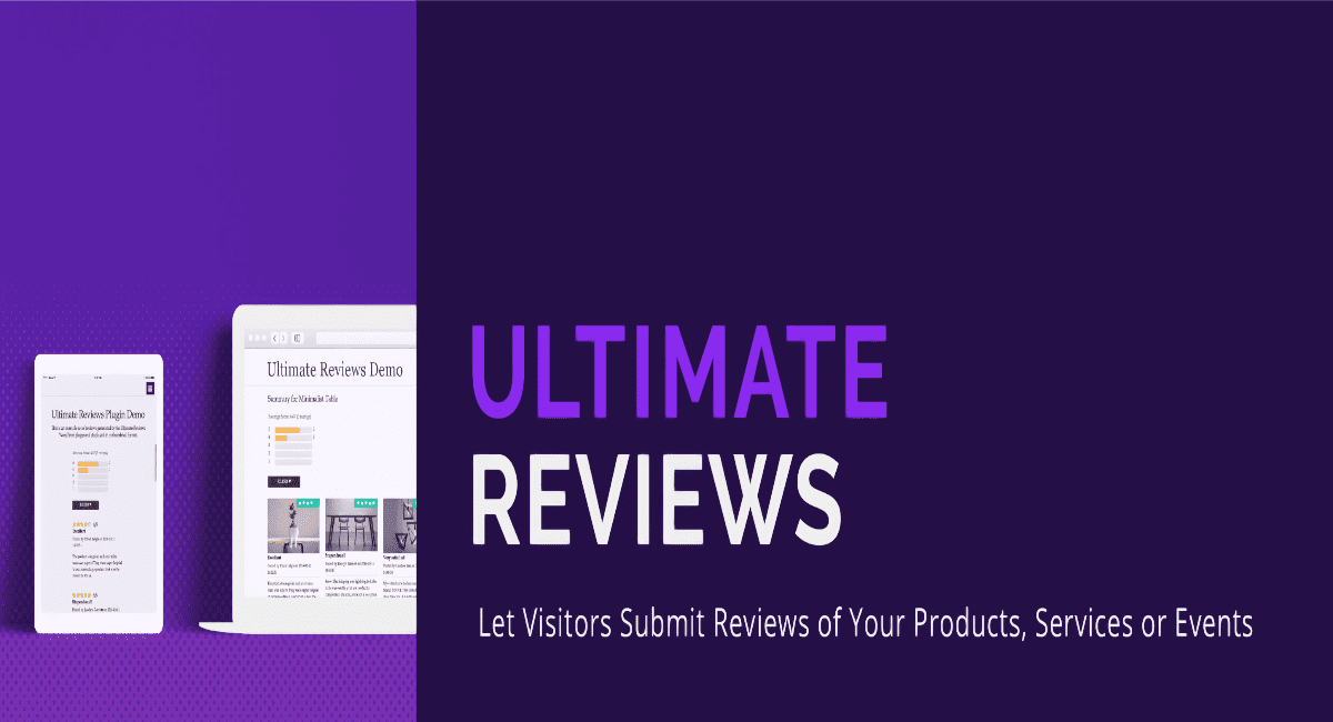 Ultimate Reviews Premium WordPress review plugin interface showing Gutenberg blocks and review display options